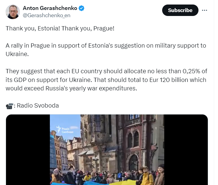 also Anton Geraschenko informed about event Estonian plan in Prague.