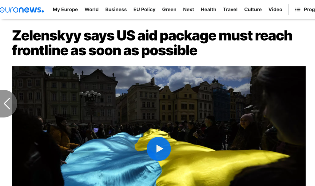 Euronews informed regarding Estonian plan event together with news from Ukraine regarding president Zelenskyy statement about US aid release.